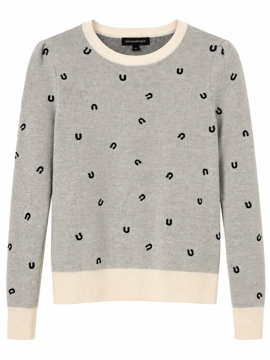 Banana Republic Sweaters - Banana Republic Merino Wool Blend Horseshoe Sweater - Grey, Size M